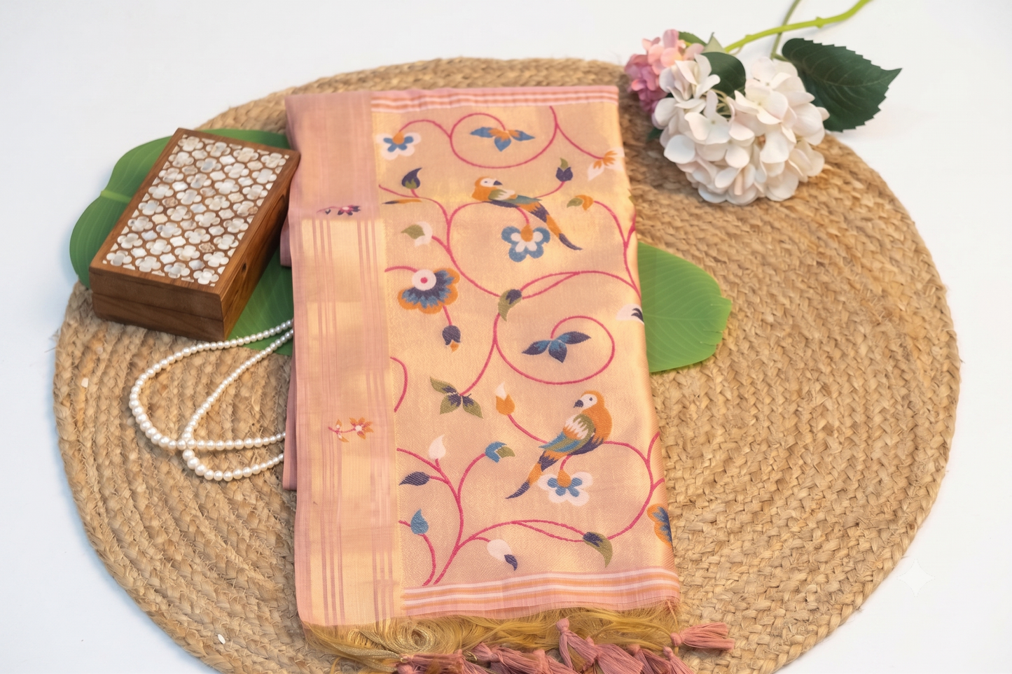 Bagicha - Peach Jamdani Cotton