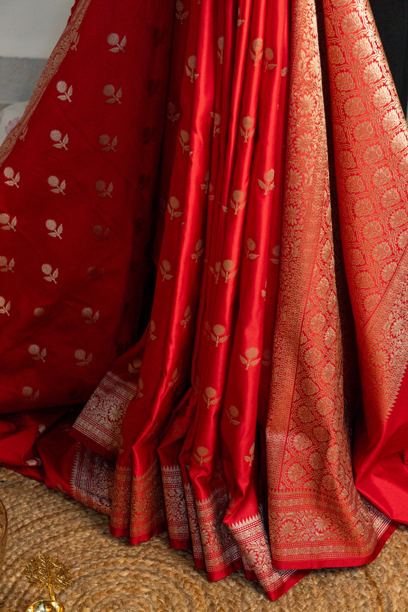 Kumkum - Mashru Katan Banarasi in Bridal Red