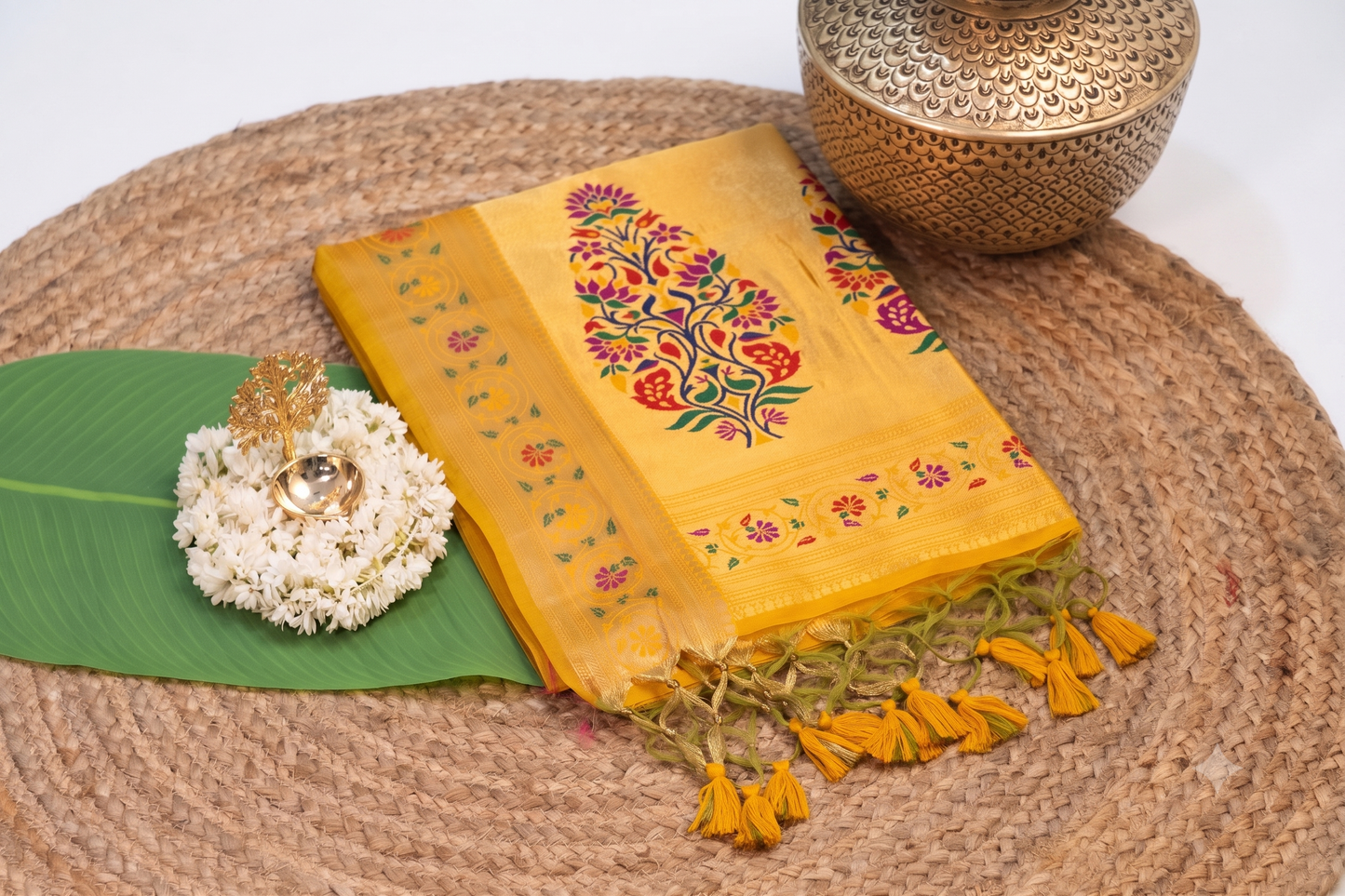 Meenarang - Yellow Silk Saree