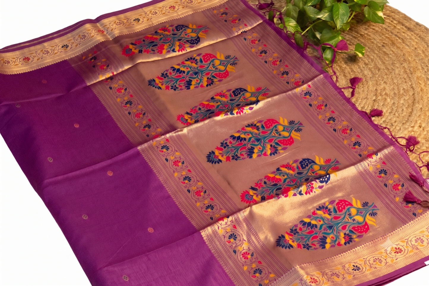 Meenarang - Purple Silk Saree