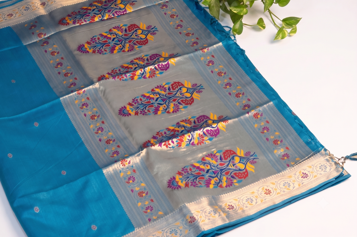 Meenarang - Blue Silk Saree