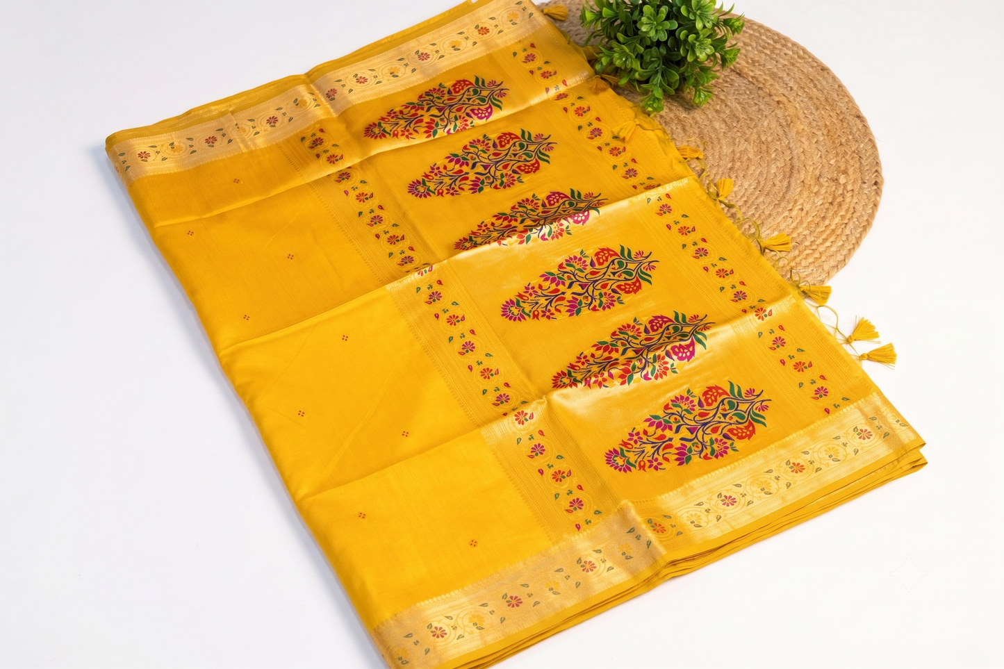 Meenarang - Yellow Silk Saree