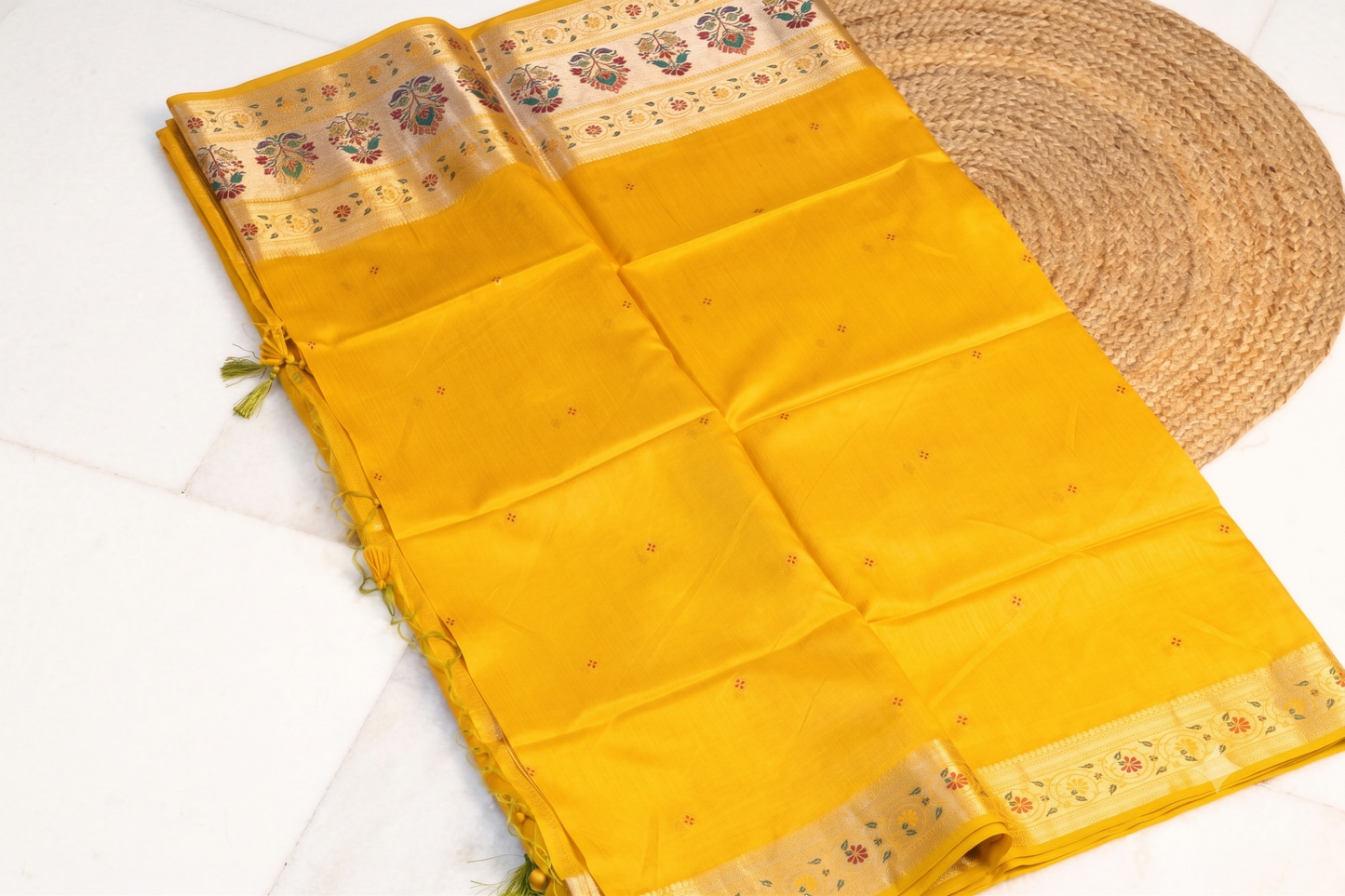 Meenarang - Yellow Silk Saree
