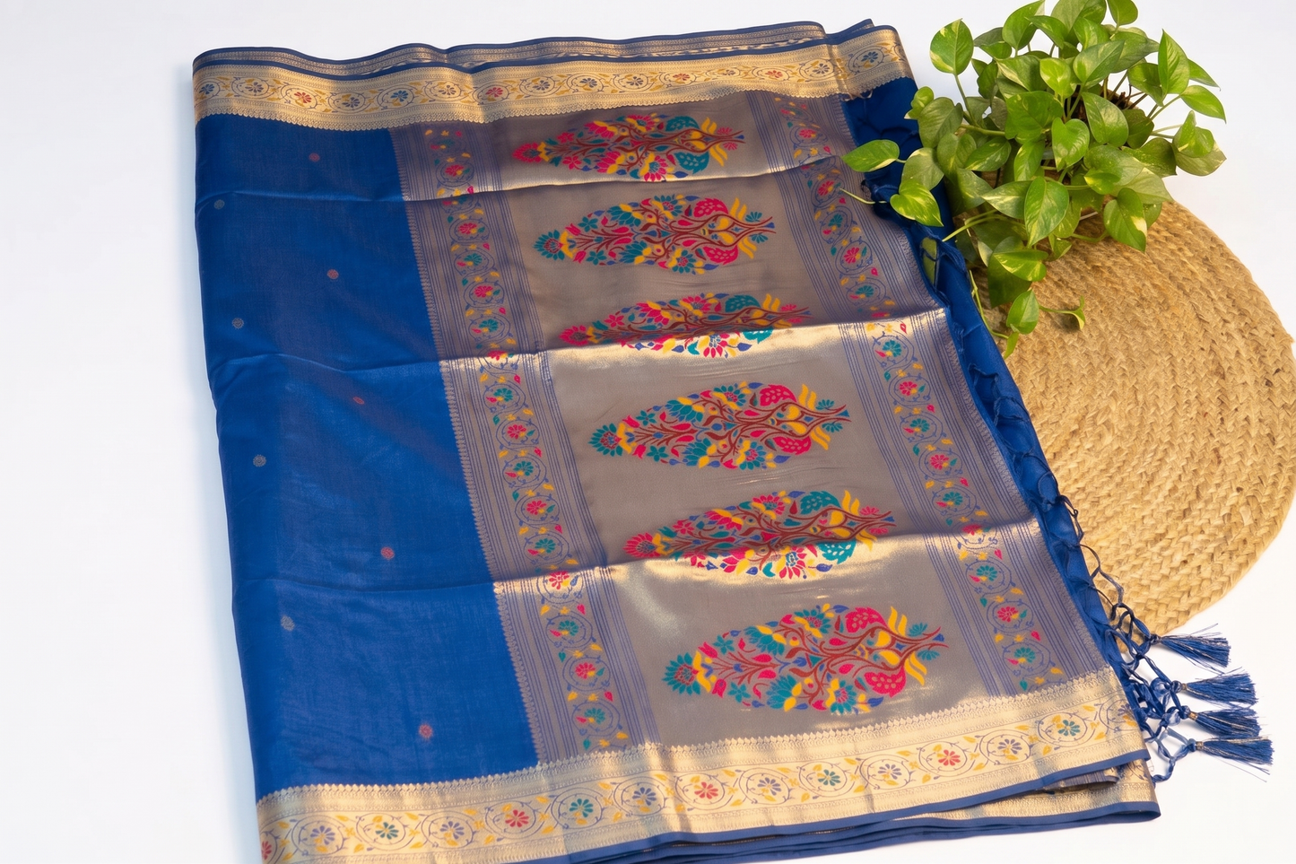 Meenarang - Royal Blue Silk Saree