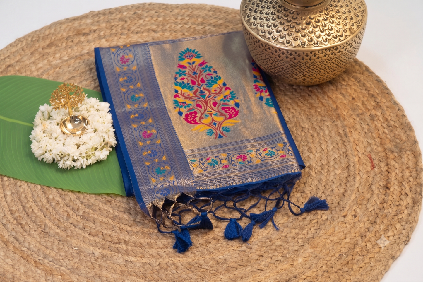 Meenarang - Royal Blue Silk Saree