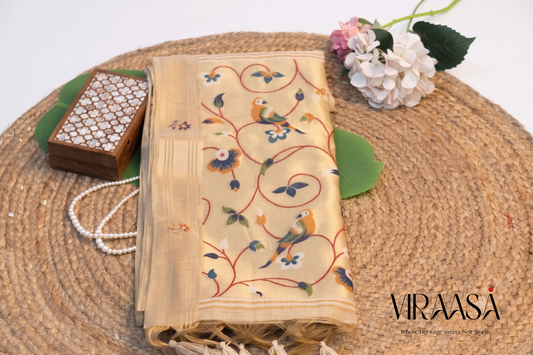 Bagicha - Beige Gold Jamdani Cotton