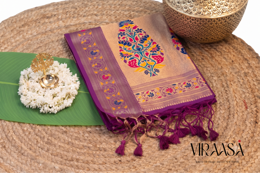 Meenarang - Purple Silk Saree