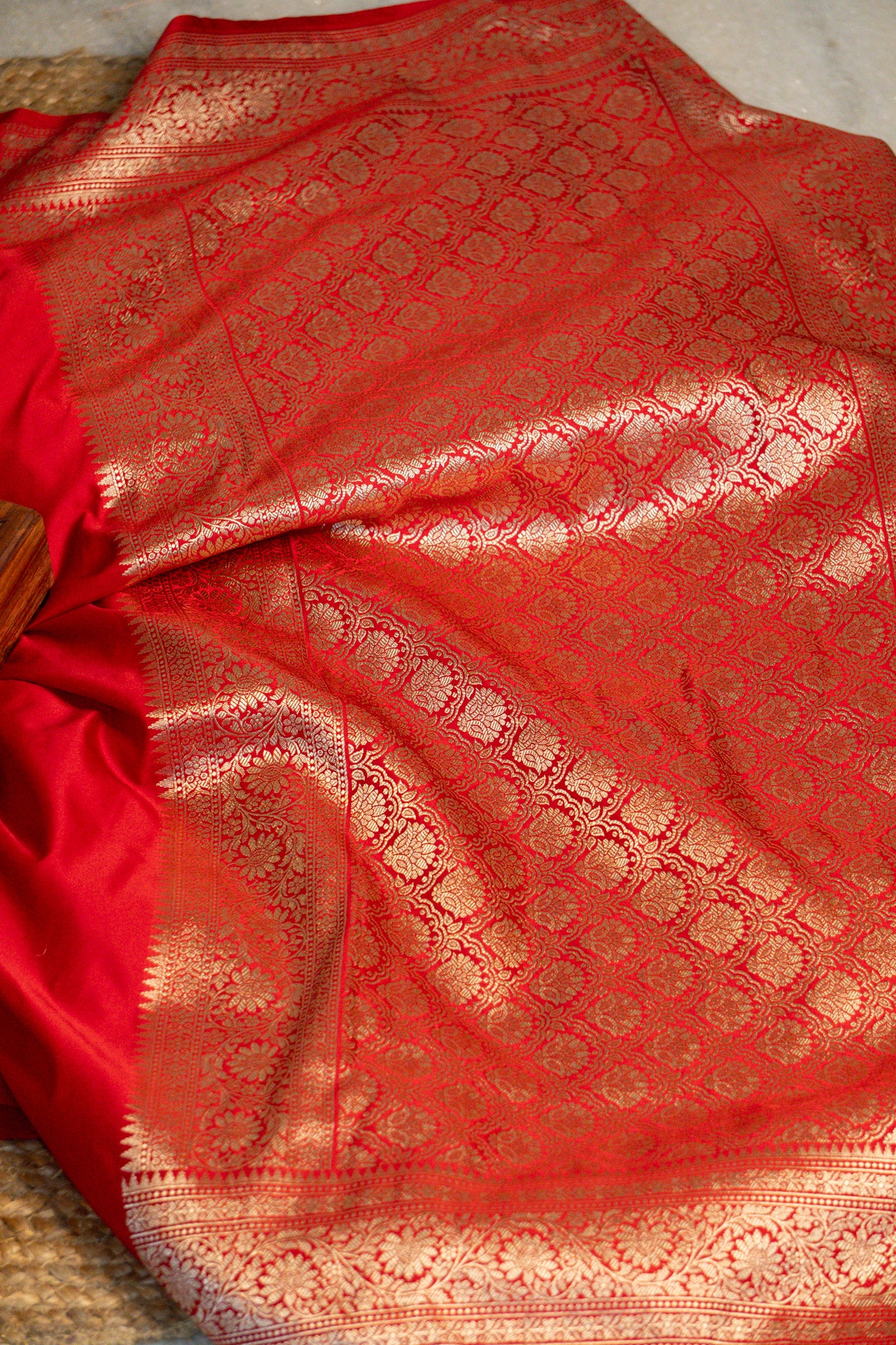 Kumkum - Mashru Katan Banarasi in Bridal Red