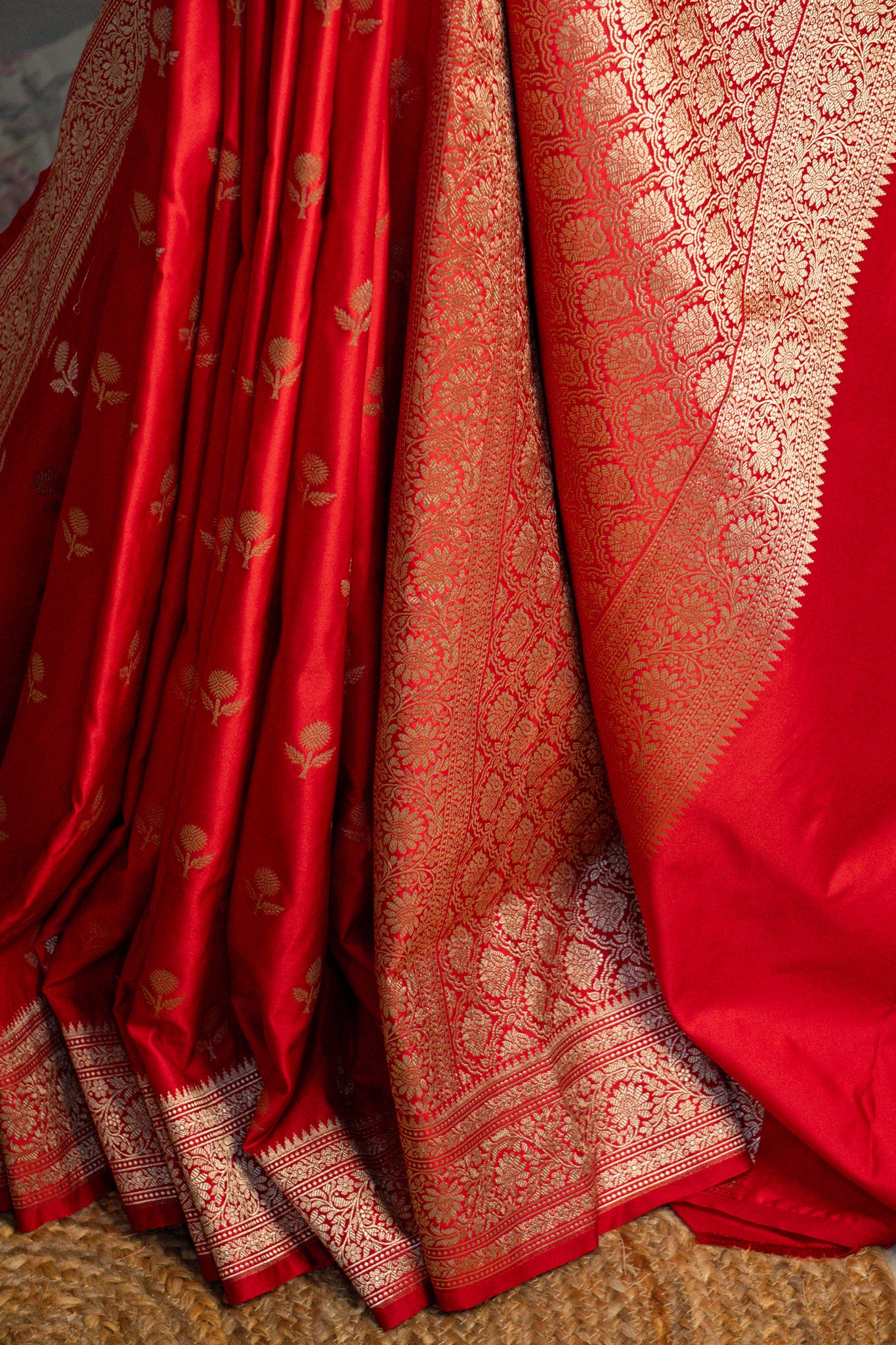 Kumkum - Mashru Katan Banarasi in Bridal Red