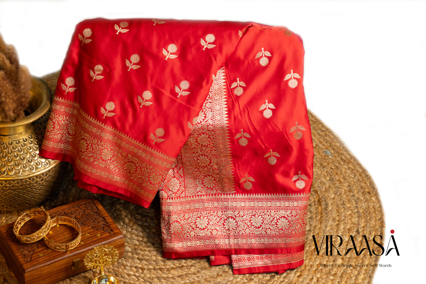 Kumkum - Mashru Katan Banarasi in Bridal Red