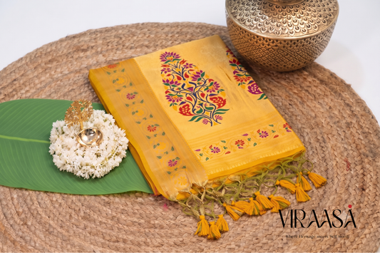 Meenarang - Yellow Silk Saree