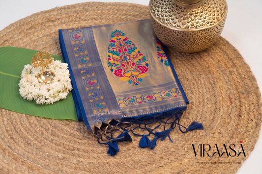 Meenarang - Royal Blue Silk Saree