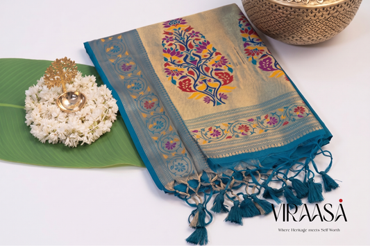 Meenarang - Blue Silk Saree
