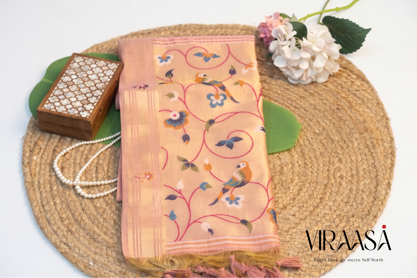 Bagicha - Peach Jamdani Cotton
