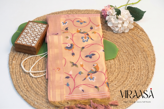 Bagicha - Peach Jamdani Cotton